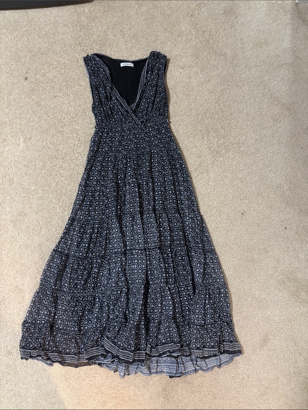 Max Studio Black & White Printed Tiered Maxi Dress